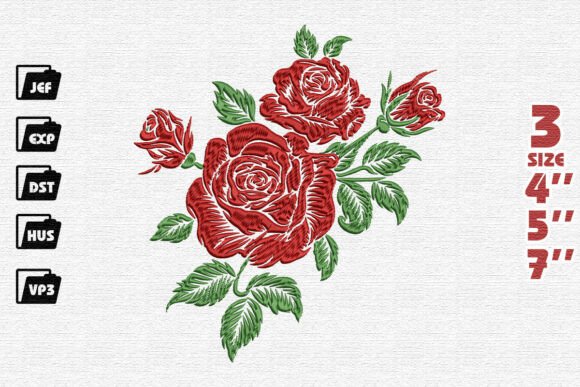A Design Review of the Red Rose Bouquet Embroidery File