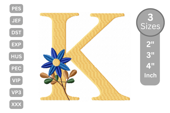 Botanical Flower Letter K Embroidery Design Review