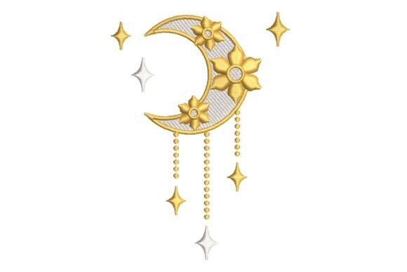 Celestial Moon Charm: A Seasonal Boho Embroidery Treasure