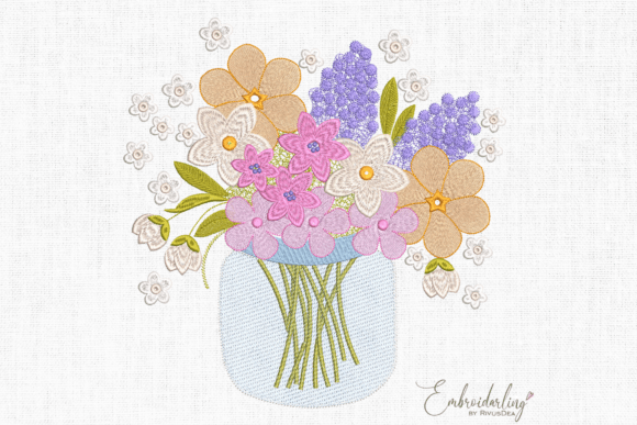 Flower Bouquet Embroidery Design for Business Merch