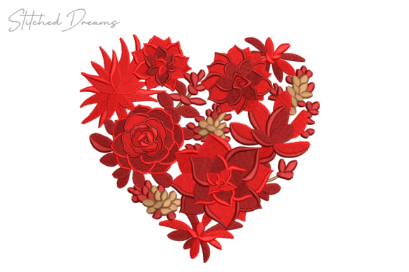 Heart of Flowers Embroidery Design for Business Use