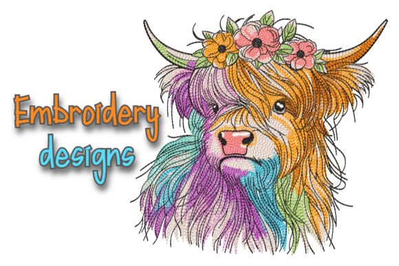 Reviewing the Rainbow Highland Cow Embroidery Design