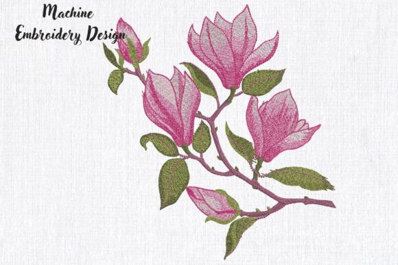 Spring Pink Magnolia Branch Embroidery Design Review