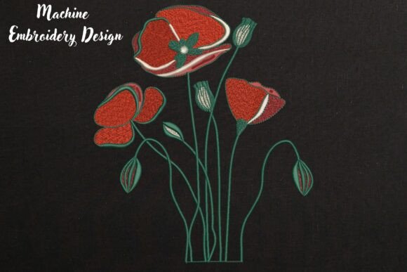 Spring Red Poppy Flowers Embroidery Review for Apparel