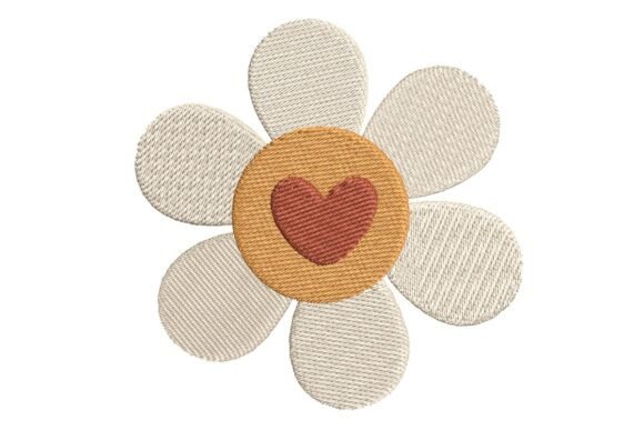 Sweet Daisy Flower Heart Embroidery Design