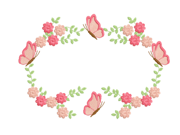 The Butterfly and Floral Wreath Embroidery Design for Business