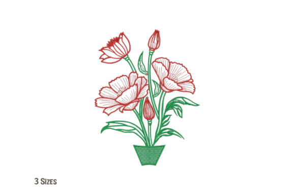 Vibrant Potted Flowers: A Seasonal Embroidery Gem
